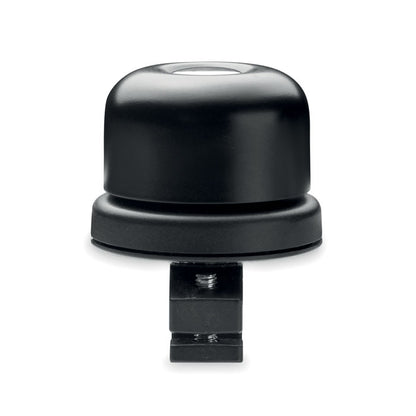 Vista frontal de timbre redondo para bicicleta