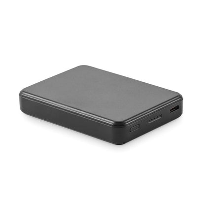 Power bank negra rectangular vista lateral