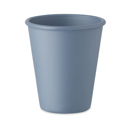 Vaso azul de PLA maiz con logo impreso