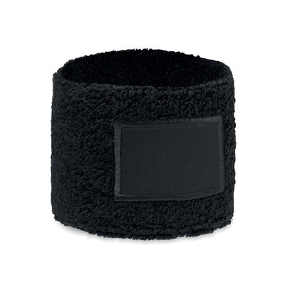 Muñequera negra de tejido de toalla 