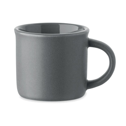 Vista frontal de taza gris de café espresso
