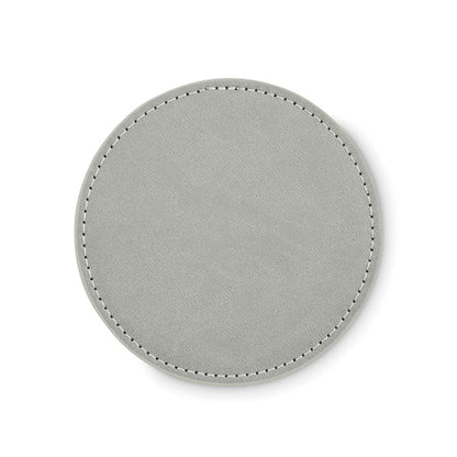 Vista frontal de posavasos color gris circular