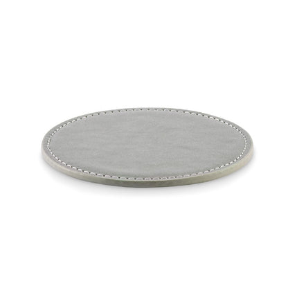 Posavasos de PU redondo color gris. Vista lateral