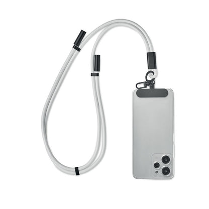 Parte posterior de móvil con lanyard con cable de carga