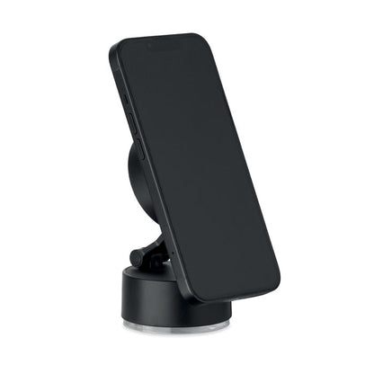 Teléfono móvil sobre soporte imantado negro