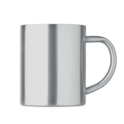 Taza de acero de doble pared vista lateral con asa