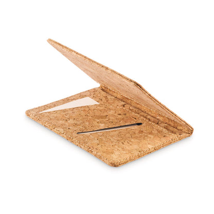 Visa lateral de funda de pasaporte semi abierta. Cocho