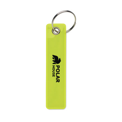 Llavero reflectante verde fluor con logo impreso