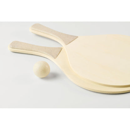 Conjunto de palas de madera con pelota y accesorios