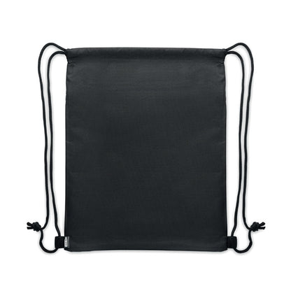 Vista trasera de Mochila negra con asas de cuerda