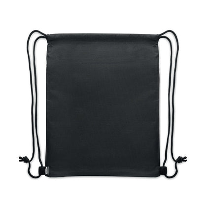 Vista trasera de Mochila negra con asas de cuerda