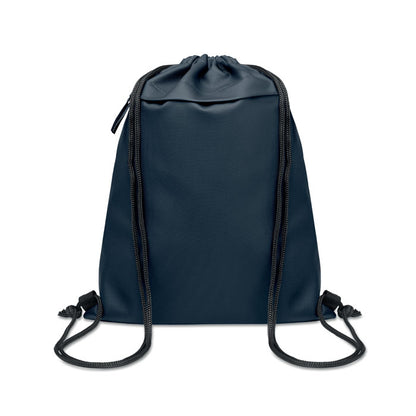 Bolsa negra con asas de cordón y bolsillo frontal