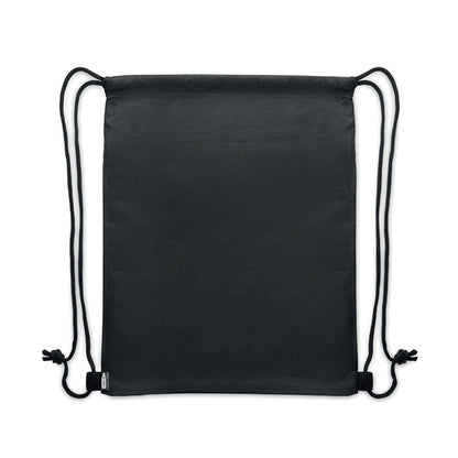 Vista trasera de Mochila negra con asas de cuerda