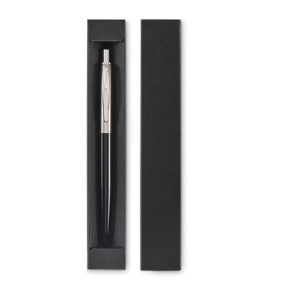 Vista superior de boli cromado y negro en caja abierta negra