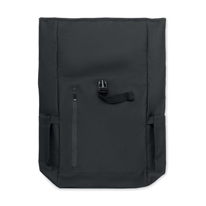 Mochila negra rolltop estirada