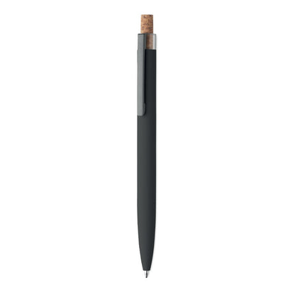 Vista frontal de boli negro de aluminio reciclado con detalles de madera