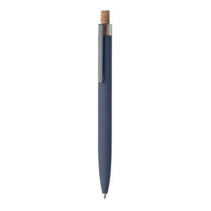 Vista frontal de boli azul de aluminio reciclado con detalles de madera