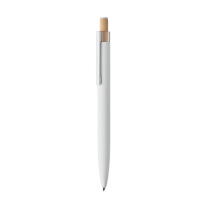 Destalle de pulsador de madera de Bolígrafo de aluminio reciclado blanco 