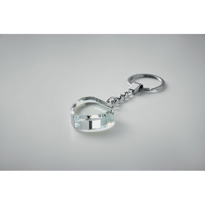 Llavero de cristal con forma de corazón con fondo gris