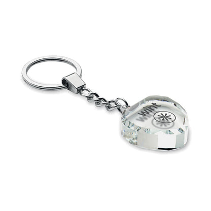 Llavero de cristal con forma de corazón con logo impreso