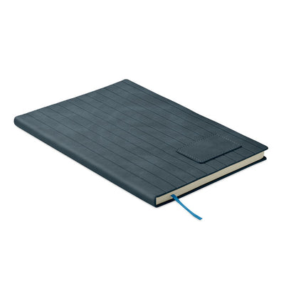 libreta azul oscuro de PU acanalado