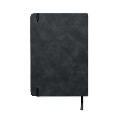 Contraportada de libreta negra de tapas duras