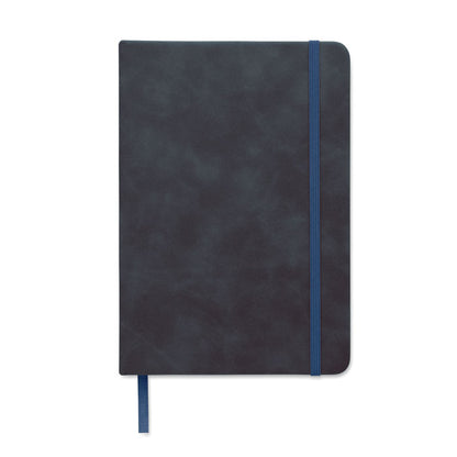 Contraportada de libreta azul marino de tapas duras