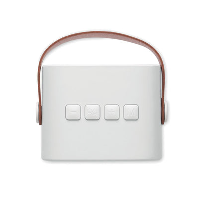 Detalle de los botones de funciones del altavoz blanco