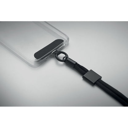 Cordón de móvil negro de RPET con móvil