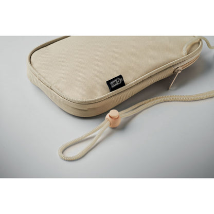 etalle de etiqueta eco de bolsa cruzada de viaje color crema