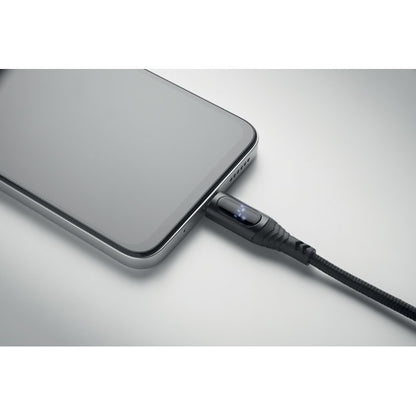 Teléfono con  cable de carga y datos negro tipo C