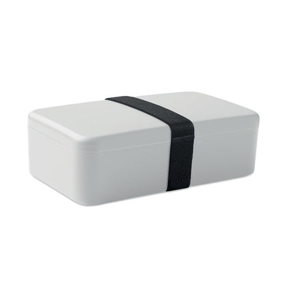 Vista lateral de fiambrera blanca 2 pisos con goma