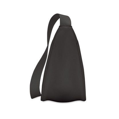 Vista lateral de bandolera marrón con cremallera