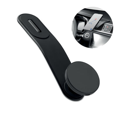 Cargador inalámbrico magnético para coche con soporte para teléfono.