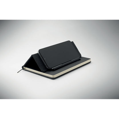 Cuaderno con soporte para móvil negra