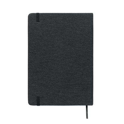 Vista trasera de libreta negra 