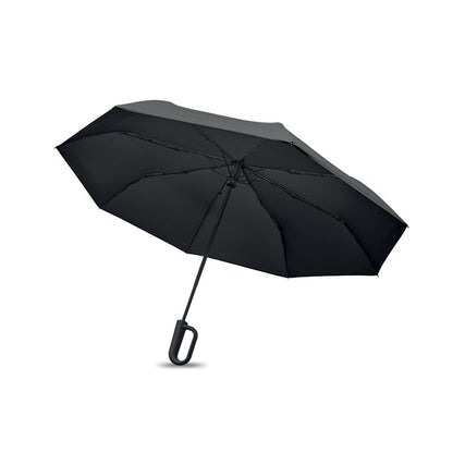 Paraguas negro plegable abierto