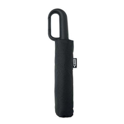 Paraguas negro plegable con funda y mango mosquetón