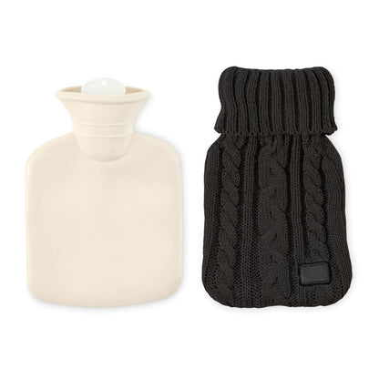Bolsa de agua caliente con funda de punto negra