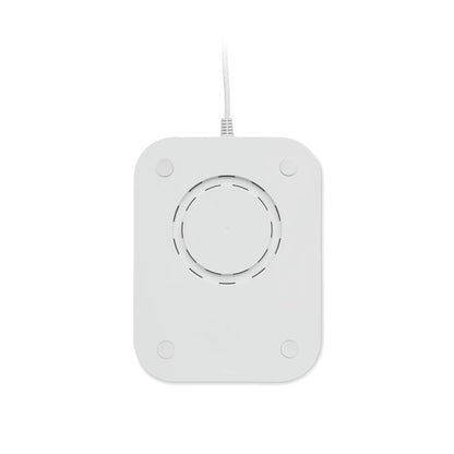 Vista inferior de cargador inalámbrico blanco