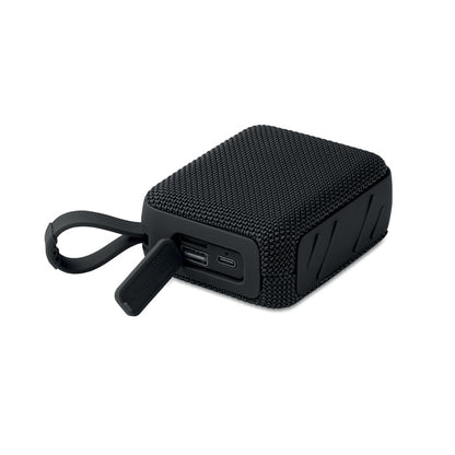 Vista frontal de altavoz negro inalámbrico con asa