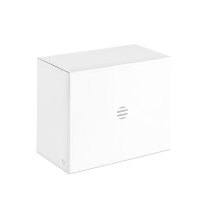 Vista superior de altavoz rojo inalámbrico con asa