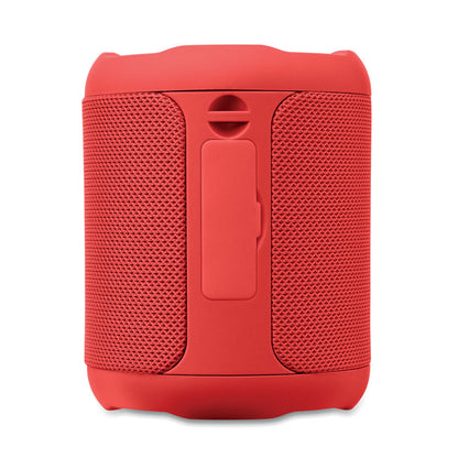 Vista trasera de altavoz inalámbrico rojo