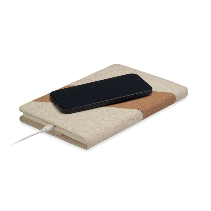CORTONA - Cuaderno A5 con cargador 15W