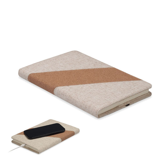 CORTONA - Cuaderno A5 con cargador 15W