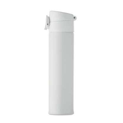 Botella blanca de acero inox. con tapa la lado