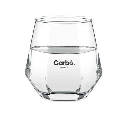 Vaso corto con forma de rombo para whisky con logo impreso