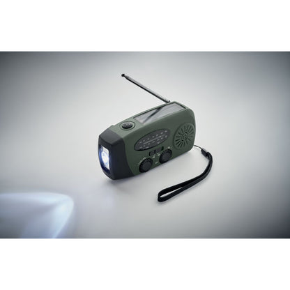 Radio, linterna y power banck solar color verde