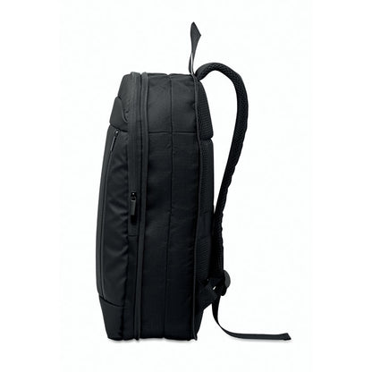 Vista lateral de mochila para portátil negra
