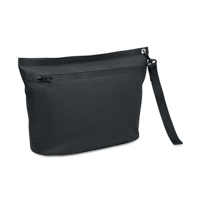 Porta objetos negro con asa y cremallera frontal